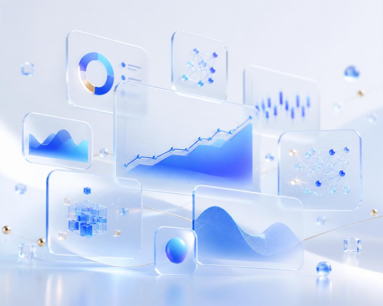 Abstract visualization of AI-driven analytics dashboards and growth charts