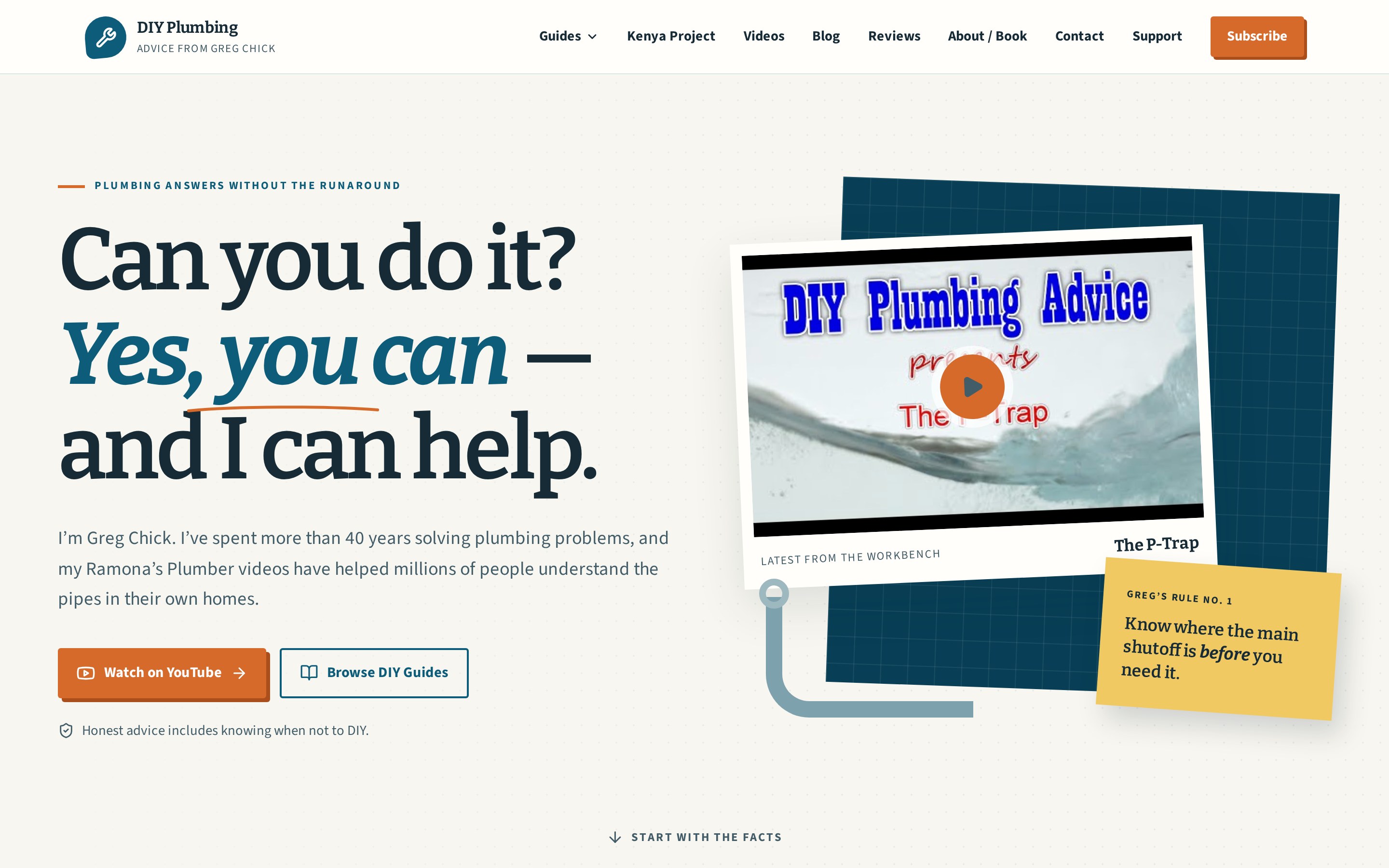 DIY Plumbing Advice website homepage
